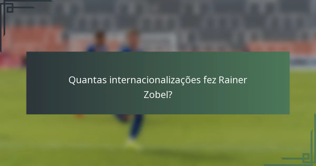 Quantas internacionalizações fez Rainer Zobel?